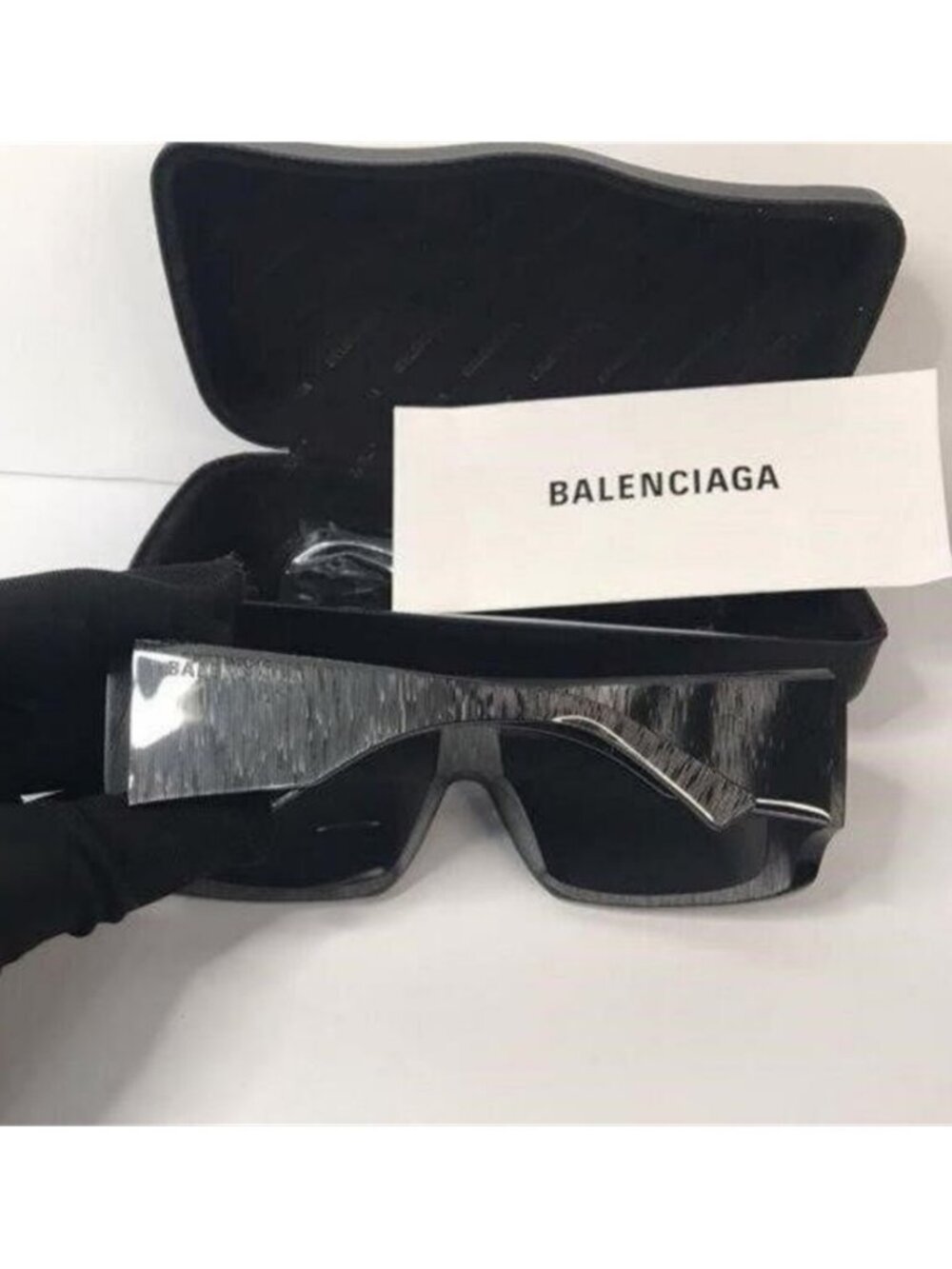 Original Balenciaga Black BB0002S Shield Sunglasses - Picture 7 of 10